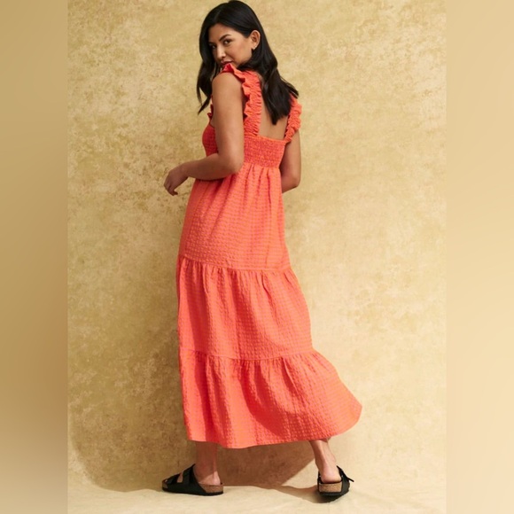Nobody’s Child Pink & Orange Smock Maya Midi Dress - Picture 4 of 13